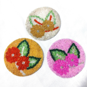 Modern Chic Beaded Glass <b>Drink</b> <b>Coasters</b> Heat Resistant Plastic for Wedding Decor Home Accent - Product Image 3