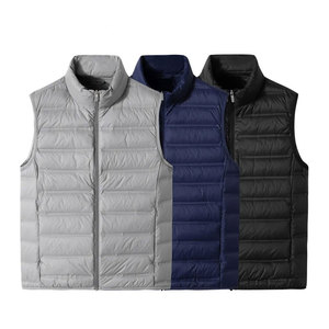Men's Sleeveless Winter Waterproof Reversible Polyester Filled Ultra Lightweight Puffer Coat 90% White <b>Duck</b> <b>Down</b> Hip Hop Style - Product Image 1