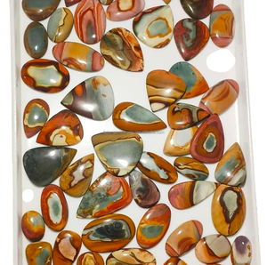 Pares de cabujón de jaspe policromado natural, piedras preciosas de cristal sueltas con reverso plano para joyería, forma de pera para anillos para hacer piedra - Product Image 3