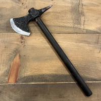 Burraq Hache à fendre en acier au carbone de 16 po (4 1/2 po) faite à la main avec manche en bois de rose et poignée en cuir, pour camping, chasse et activités de plein air