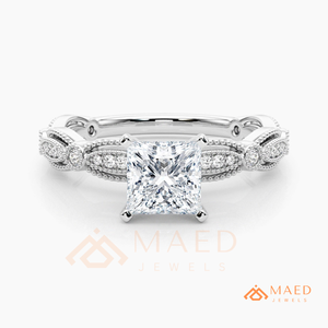 Anillo de Plata con Diamante Moissanite Corte Princesa para Mujer, Anillo de Compromiso y Boda Vintage, Tendencia en Joyería Americana - Product Image 5