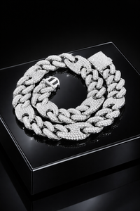 Chaîne cubaine tendance personnalisée en argent sterling avec moissanite ou diamants de laboratoire, en or 10K ou 14K - Product Image 5