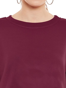 Sudadera de cuello redondo cálida de invierno para mujer, jersey liso con hombros caídos, manga larga, tejido de punto, mezcla de algodón, ajuste cómodo para otoño - Product Image 5