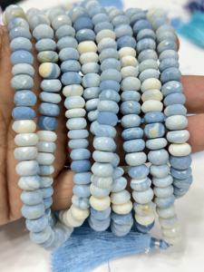 Collar de Cuentas de Piedras Preciosas, Ópalo Azul Natural AAA, Cuentas Facetadas en Forma de Rondelle de 8 mm, Hilo de 8 Pulgadas - Product Image 2