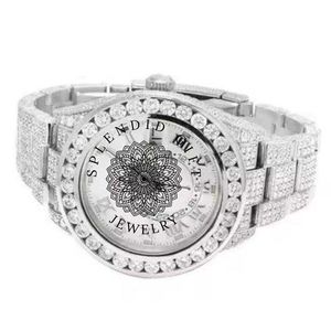 Splendide montre de luxe en diamant, 30 mm, cadran rond, quartz analogique, bracelet en acier inoxydable, verre saphir, fermoir déployant - Product Image 5