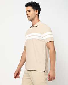 Polo homme de haute qualité avec logo personnalisé, t-shirt à manches longues infroissable en tissu floral tissé, fourniture ODM - Product Image 2