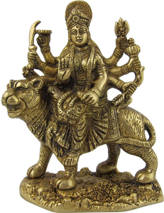 Durga, déesse en laiton de style traditionnel, qualité supérieure, 6 pouces, pour la prière quotidienne, au meilleur prix auprès d'Eporter - Product Image 1