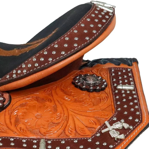 Selle de cheval en cuir occidental artisanale de qualité supérieure avec un design floral gravé |   Ensemble d'équipement équestre pour Barrel Racing, Ranch et Trail Riding - Product Image 6