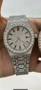 Luxuriöse Herren-Silberuhr mit Rhodium-Beschichtung im Hip-Hop/Rock-Stil, Moissanit-Besatz, Diamant-Optik, Mikro-Einlage, Runder Brillantschliff - Product Image 2