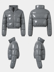 <b>Womens</b> Short Puffer <b>Jacket</b> High Neck Quilted Warm Winter Coat <b>Lightweight</b> Padded Bubble Outerwear Casual Zip Front - Product Image 5