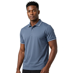 Polo de Manga Corta Azul Marino Sólido para Hombre, Tejido 100% Poliéster, Secado Rápido, Estilo Casual - Product Image 2