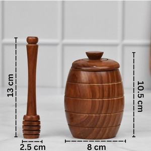 Tarro de Miel de Madera Natural con Tapa y Cuchara, Contenedor para Miel, Herramienta de Almacenamiento, Venta al por Mayor - Product Image 5