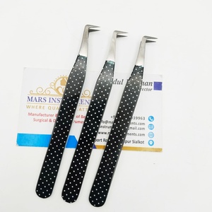 Meilleures pinces à épiler pour extensions de cils à pointe en fibre à 90 degrés, en acier inoxydable, solides et recouvertes de papier - Product Image 1