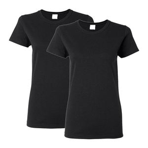T-shirt à manches courtes col rond uni pour femme, coupe classique, jersey tricoté décontracté, 100% coton respirant, toutes saisons - Product Image 4