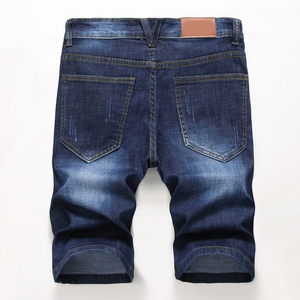 Shorts en jean déchirés pour hommes, coupe droite, style décontracté d'été, taille mi-haute, 100 % coton tissé - Product Image 2