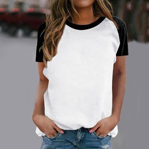 Camiseta de Verano para Mujer, Cuello Redondo, Estampado Informal, Tejido de Seda Ecológico y Transpirable, en Blanco y Negro - Product Image 3