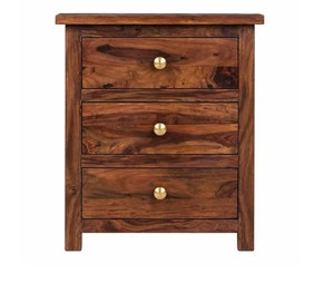 Solid <b>Wood</b> 3-Drawer Nightstand | <b>Rustic</b> Farmhouse Bedside <b>Table</b> | Dark Walnut Finish Bedroom Storage Furniture - Product Image 6
