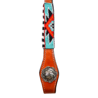 Harnais de cheval en cuir véritable style western Manaal Enterprises 23, avec incrustation de perles turquoise, fermeture à boucle réglable, ajustement confortable