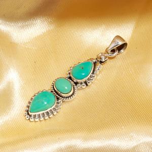 Pendentif en argent sterling 925 avec turquoise d'Arizona, style bohème tendance, forme ovale, pierre précieuse, pour fiançailles, mariage, fête - Product Image 2