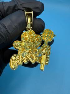 Pendentif Abeille de Dessin Animé en Argent Sterling 925 Plaqué Or 18K avec Moissanite Taille Brillant, Breloque Unisexe Hip Hop - Product Image 2