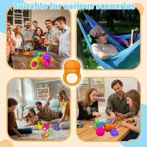 Set di Fidget Spinner in Silicone con 12 Cappucci Testurizzati e Funzione Click per Alleviare lo Stress e Migliorare la Concentrazione nel Lavoro, Anelli e Cubi Tattili Antistress - Product Image 3