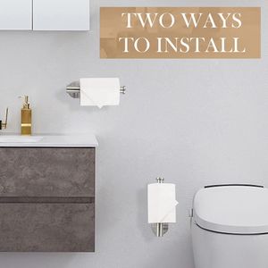 Portarotolo da parete autoadesivo in acciaio inox SUS 304 per bagno - Product Image 5