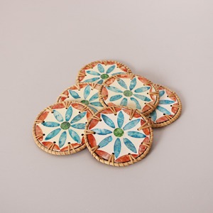 Rattan pearl inlay <b>coaster</b> set cheap price <b>coasters</b> <b>for</b> beer teacup decorative <b>drink</b> trivet - Product Image 2