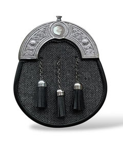 SZC Medieval Sporran 8 Inch Cowhide Leather Pouch 3 Tassels-Scottish Kilt Unisex <b>Chain</b> Belt Adult Needle Detection OEM Service - Product Image 2