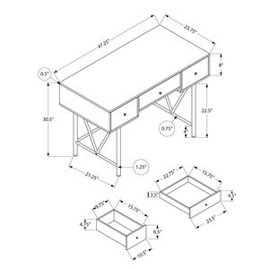 Scrivania per Computer Transizionale da 48 Pollici in Laminato Noce e Metallo Nero con Cassetti Portaoggetti per Ufficio Domestico e Lavoro con Laptop - Product Image 4