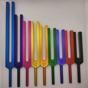 Color Solfeggio Tuning Forks Set: 9 Unweighted Sacred Frequencies (Pouch, Mallet).. - Product Image 4