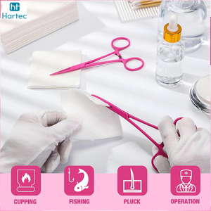 เครื่องมือผ่าตัดแบบใช้ซ้ำได้ สแตนเลสสตีล 2 ชิ้น สีชมพู รูปทรงตรงและโค้ง ผลิตตามสั่ง คีลลี่ เฮโมสตัทิค ฟอร์สเปส - Product Image 2