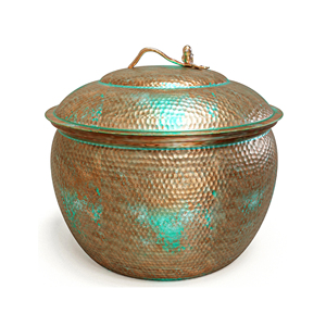 Handcrafted Hammered Metal Garden <b>Hose</b> Storage Container with Lid for Patio Garden Decorative Outdoor Metal <b>Hose</b> Pot - Product Image 6