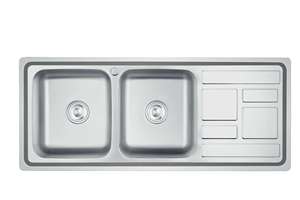 아파트 및 레스토랑을위한 두꺼운 솔질 마감이있는 스테인레스 스틸 더블 볼 주방 싱크대를 304 프로젝트 지불 - Product Image 4