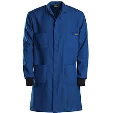 Pearl Wears Blouse médicale unisexe bleue à manches longues, en toile de coton et polyester tissée, avec détection de taches - Product Image 3