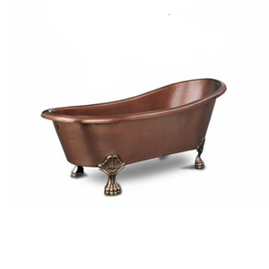 Bañera de cobre martillado de lujo hecha a mano, independiente, doble, para baño profundo, ideal para decoración de baños de hoteles y villas. - Product Image 4