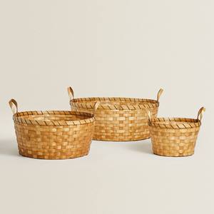 Cesta de Bambú Ecológica Redonda, Caja de Almacenamiento, Accesorios para el Hogar, Organizadores Tejidos, Juegos de Baño, Artículos Decorativos para el Hogar - Product Image 1