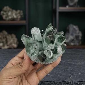 Mirani Agate Pure Green Smoky Quartz <b>Crystal</b> Point <b>Cluster</b> Natural Mineral Specimen Home Decoration Collectible Gift Gujarat - Product Image 1