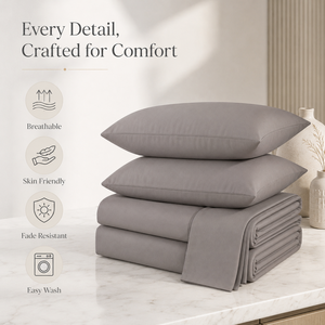 Luxury Stone Ash 300 TC Pure Cotton Solid Bedsheet for Queen and Full Beds Ultra Soft Breathable Durable <b>Bedding</b> for Modern Home - Product Image 3