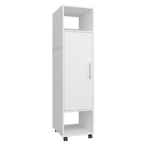<b>Full</b>-<b>Length</b> <b>Mirror</b> <b>White</b> 62.9"H Armoire with 1 Door and 3 Shelves Wardrobe Furniture - Product Image 2