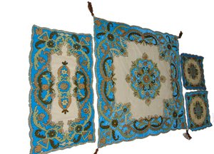 Hand Embroidered Net Organza Fabric Bed Sheets <b>Table</b> <b>Runners</b> Premium Indian Craft Intricate Floral Designs <b>Wedding</b>/Home Use - Product Image 3