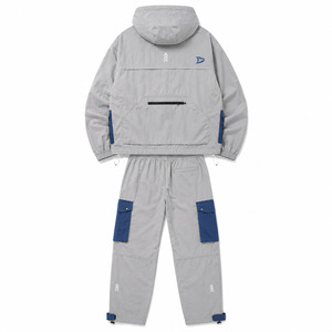 Men's Gray Blue Hooded Tracksuit Heavyweight Polyester Casual Windproof Full Length <b>Pants</b> Side Pockets Winter Wear 2 1 Design - Product Image 2