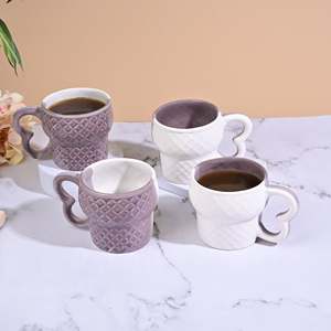 ชุดแก้วเซรามิครูปหัวใจคริสตัลสีเหลืองอำพันนุ่มนวล 4 ใบ - Product Image 6