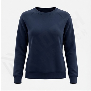 Sudadera con capucha de lana con logotipo personalizado de gran tamaño para mujer, sudadera Vintage de algodón con cuello redondo al por mayor, sudadera de algodón para mujer - Product Image 2