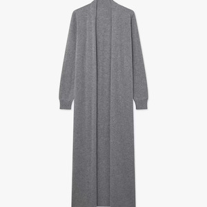 Women's Long Sleeveless Wool <b>Cardigan</b> Solid Color Minimalist Style Autumn Wear <b>Maxi</b> Length Knitted Coat Gray - Product Image 1