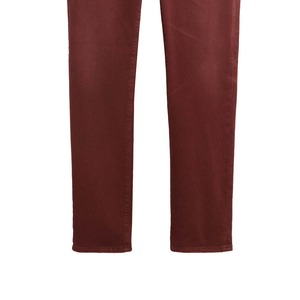 Men's Loose Fit Wide Leg Denim <b>Jeans</b> in <b>Burgundy</b> Cotton Casual Style Mid Waist Snow Wash Winter - Product Image 3