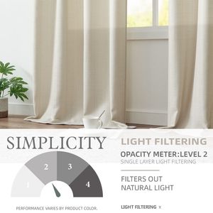 Tende in Lino Testurizzato Beige Mélange da 84 Pollici con Tessitura Casual e Linguette Filtranti la Luce per Soggiorno - Product Image 2