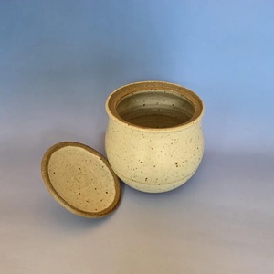 Handcrafted Ceramic Storage Jar Speckled Glaze Airtight <b>Lid</b> Rustic Kitchen Canister Farmhouse Counter Organizer Premium <b>Decor</b> - Product Image 3
