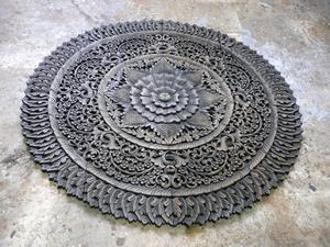 Paneles Redondos Grabados de Madera de Teca de 4 pies para Colgar en la Pared, 100% Hechos a Mano, de Alta Resistencia, Ecológicos, de Origen Tailandés Clásico - Product Image 6