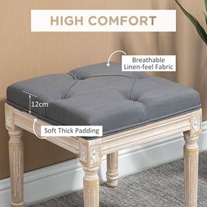 Pouf Vintage 40 cm con Seduta Trapuntata Grigia e Gambe in Legno Rustico per Ufficio e Soggiorno - Product Image 5