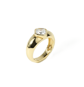 Bague signet en or jaune massif 14K 18K avec diamant de laboratoire de 1,25 carat, taille Asscher, pour femme et homme - Product Image 5